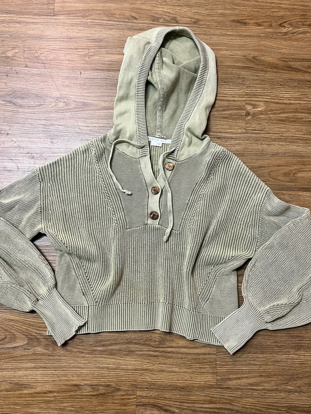 Veronica Beard Ursina Cropped Knit Oversized Hoodie Sweater Loungewear XS